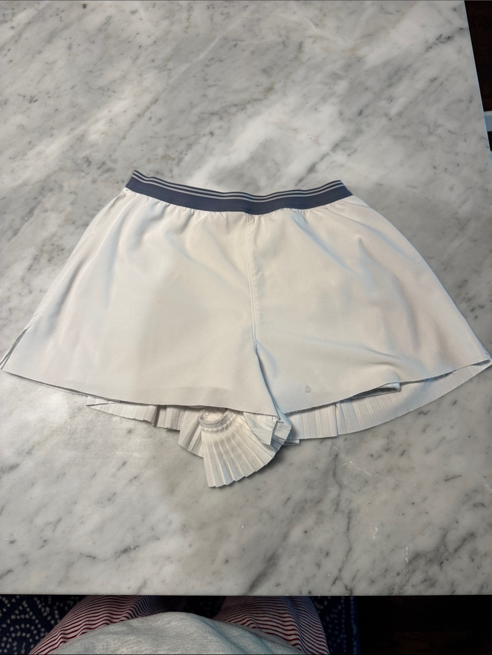 Athleta White Girls Tennis Skort with Navy Stripe Waistband